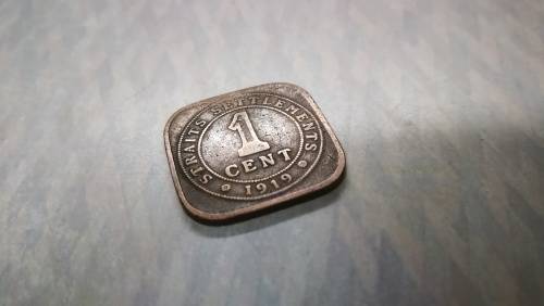 1919 Straights Settlements 1 Cent..