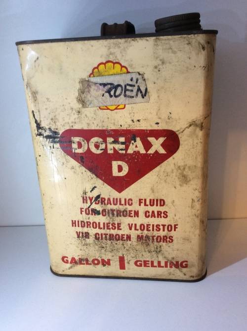 OLD SHELL 1 GALLON DONAX D HYDRAULIC FLUID CAN  / OIL CAN  - GREAT FIND -