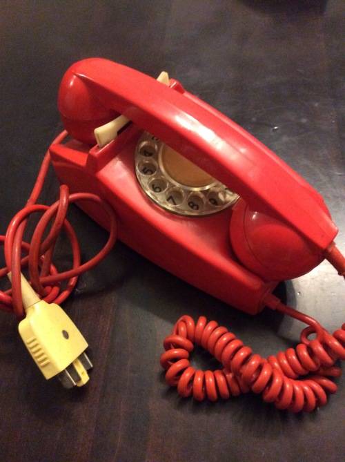 OLD ROTARY TELEPHONE - NOT STRIPPED - RED -