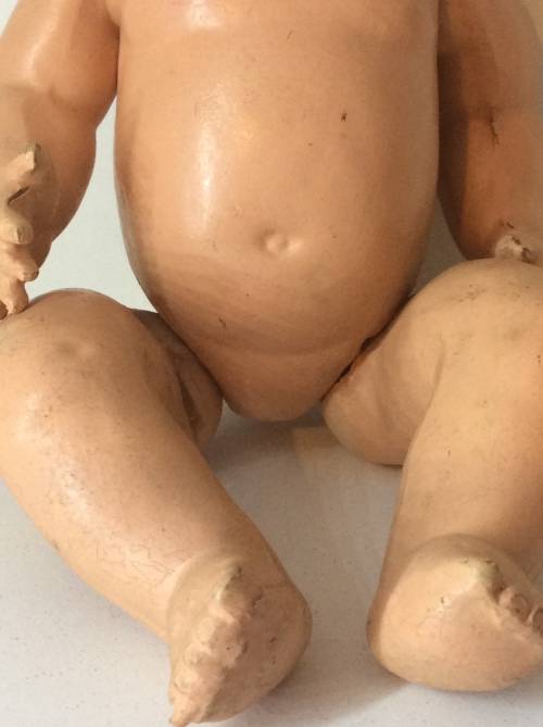 VERY OLD RELIABLE MADE IN CANADA COMPOSITE BABY DOLL - VERY RARE FIND - 28cm TALL -