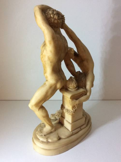 VINTAGE GREEK STATUE - ERCOLE E LICA - 23cm HIGH - HARD RESIN, ABOUT 1KG - GREAT DETAIL -
