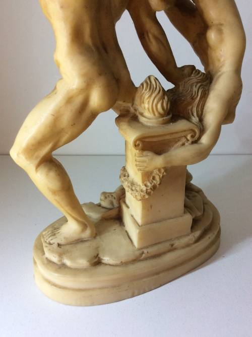 VINTAGE GREEK STATUE - ERCOLE E LICA - 23cm HIGH - HARD RESIN, ABOUT 1KG - GREAT DETAIL -