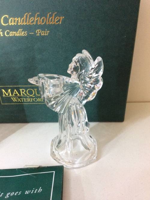 CRYSTAL - SET OF ANGEL CANDLE HOLDERS - WATERFORD CRYSTAL - GREAT FIND -