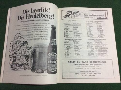 1974 NORTHERN TRANSVAAL VS BRITISH ISLANDS RUGBY PROGRAM - AMAZING PIECE SA RUGBY HISTORY -