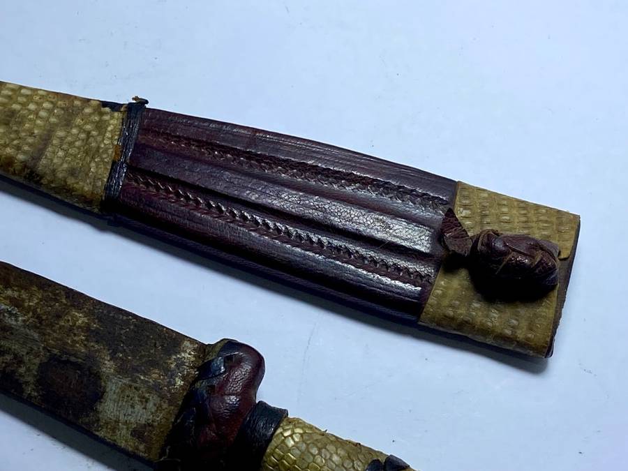 VERY OLD DAGGER IN SNAKE SKIN SHEATH - ORIGIN UNKNOWN -