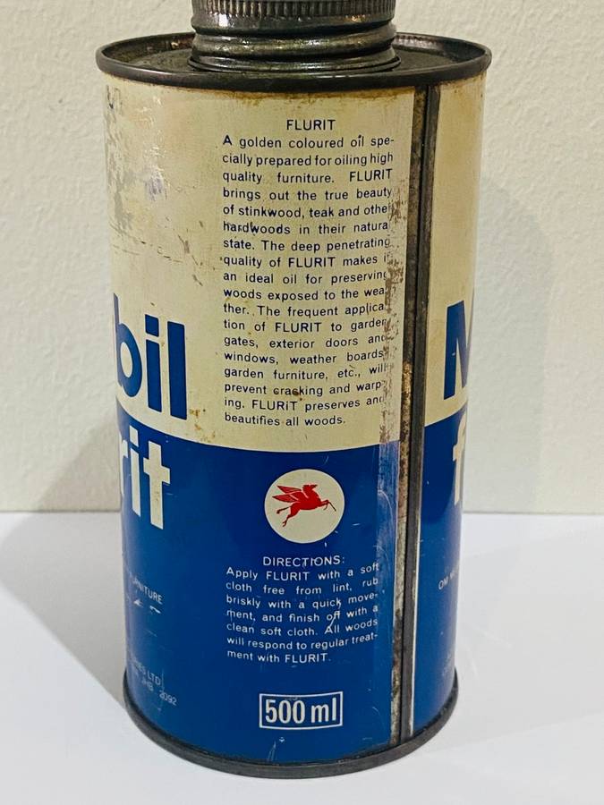 OLD MOBIL FLORIT WOOD OIL TIN