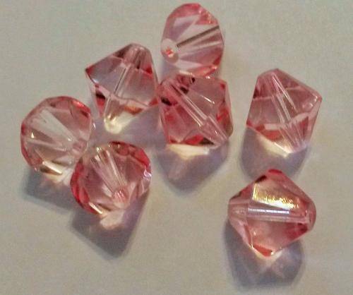 100 x 10mm rbiconal pink glass beads