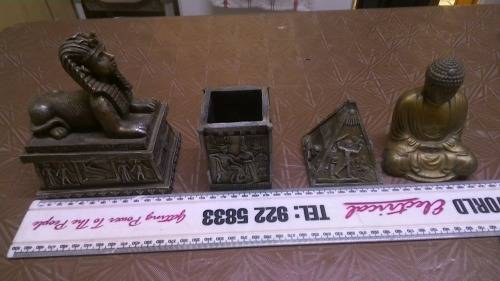 Lot of 3 highly detailed egyptian ornaments and a Budda