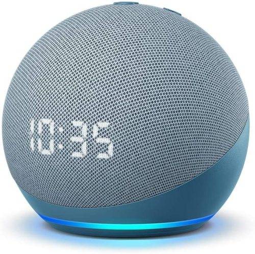 All-new Echo Dot with clock and Alexa (4th Gen) | Smart speaker | Twilight Blue