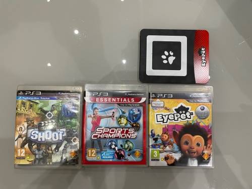 3 x PS3 Game bundle with eye pet mat - works with playstation eye