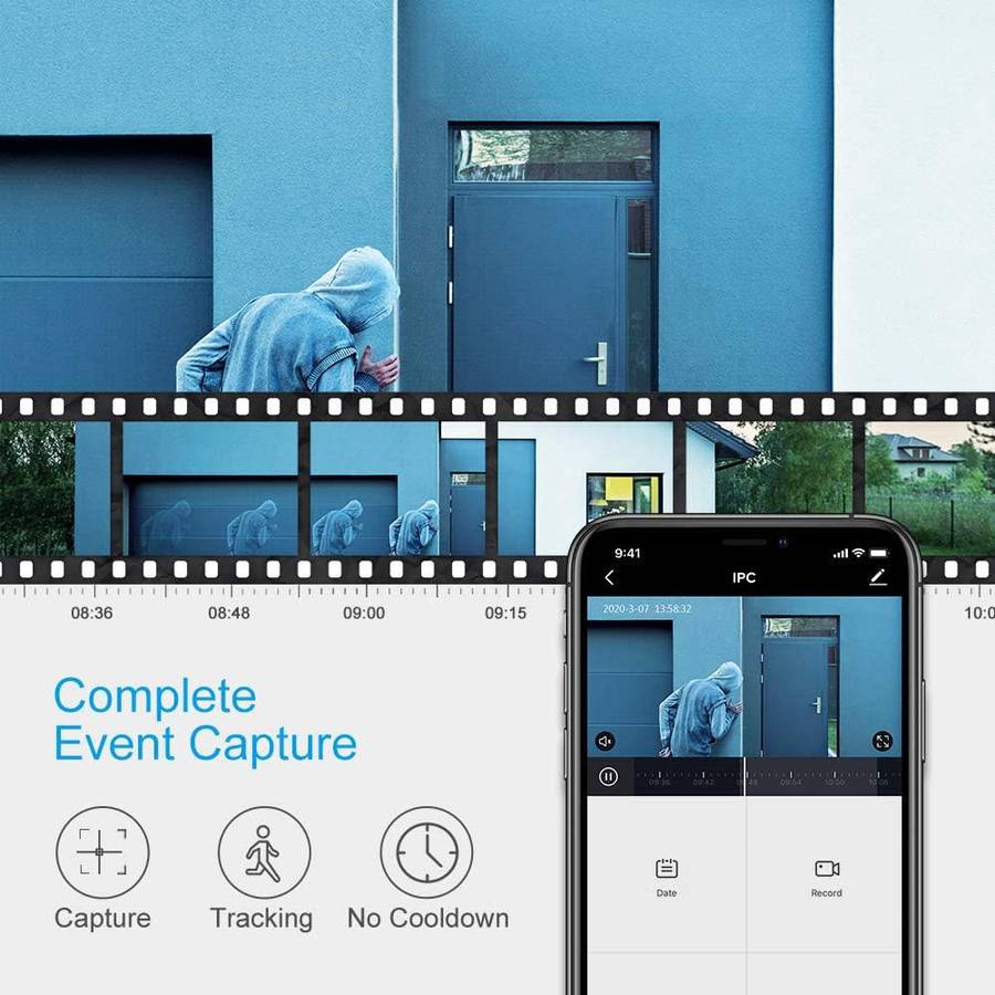 Dragon Touch OD10 PTZ - Tuya -Wifi Outdoor Camera- 2 Way Audio -Motion Detection - Works with Alexa