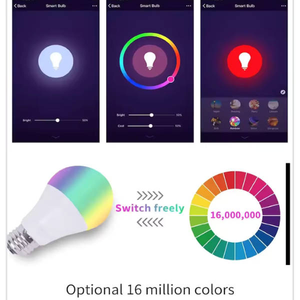 WiFi Smart Bulb E27 9W Tuya RGBCW Lamp Light Led Bulb -Works With Alexa/Google Home 3000K-6500K