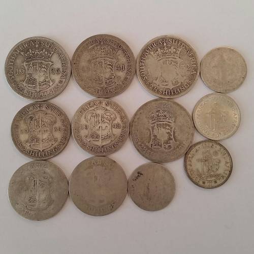 Collection of 12 Silver Coins of the Union of South Africa