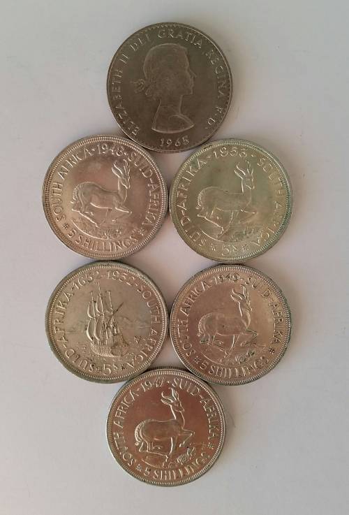 Lot of 5 Shillings, 1 Rand and 2.5 Shilling