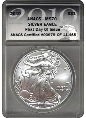 2010 Silver Eagle .999 Pure Silver MS70 - FIRST DAY OF ISSUE!