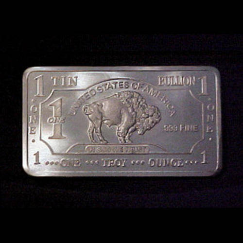 1 Troy oz .999 PURE FINE TIN Bison Bullion Bar - R1 START