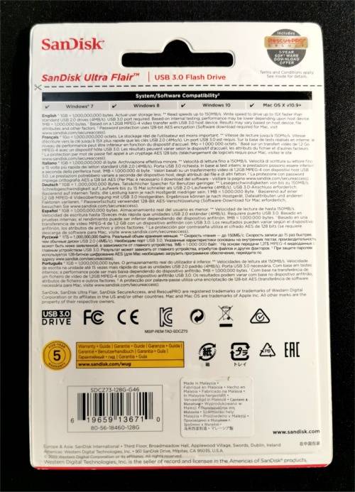 SanDisk Ultra Flair 128GB USB 3.0 Flash Drive - SDCZ73-128G-G46