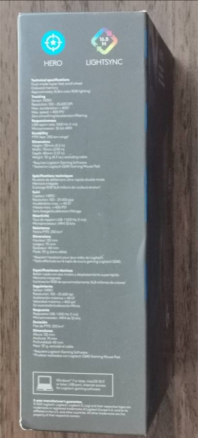 Logitech G502 HERO High Performance Wired Gaming Mouse, HERO 25K Sensor, 25,600 DPI, RGB, Adjustable