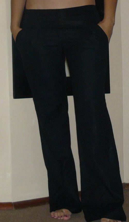 Black linen yoga pants - L