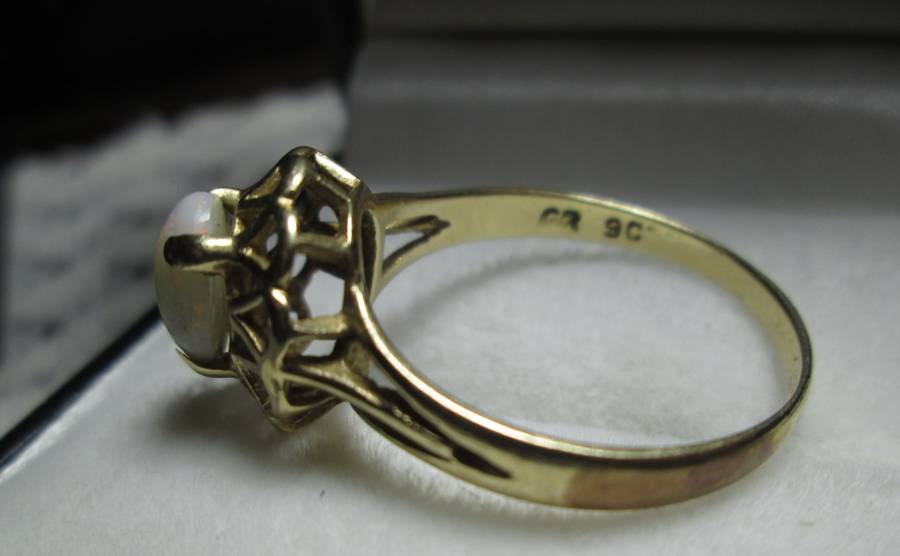 Australian Natural `Sugar Opal` Ring Set in `9ct Genuine Yellow Gold`