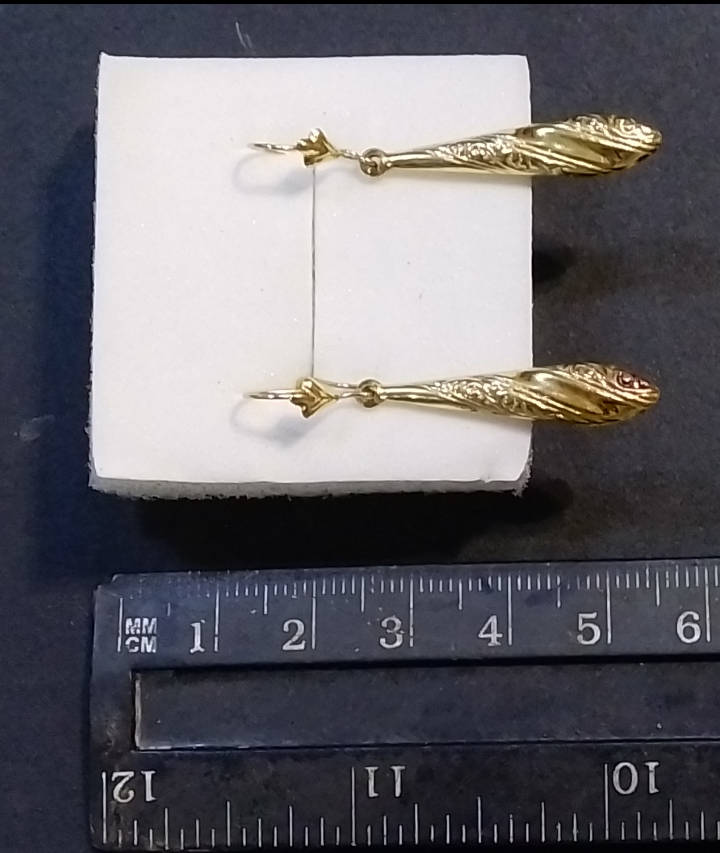 9CT Yellow Gold `CHANDILIER` Drop Earrings (Genuine Gold)