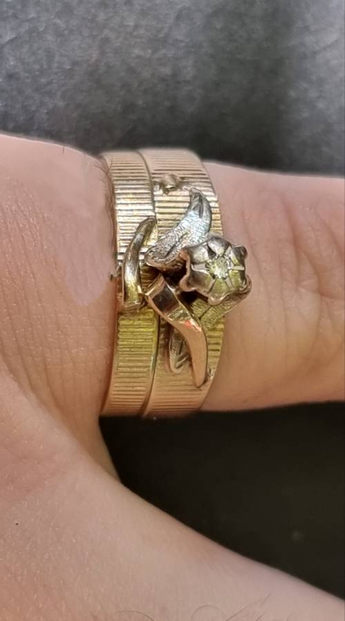 `FLORAL DESIGN` Diamond Engagement and Wedding Ring, Set in 9CT Yellow Gold.( Genuine Gold)