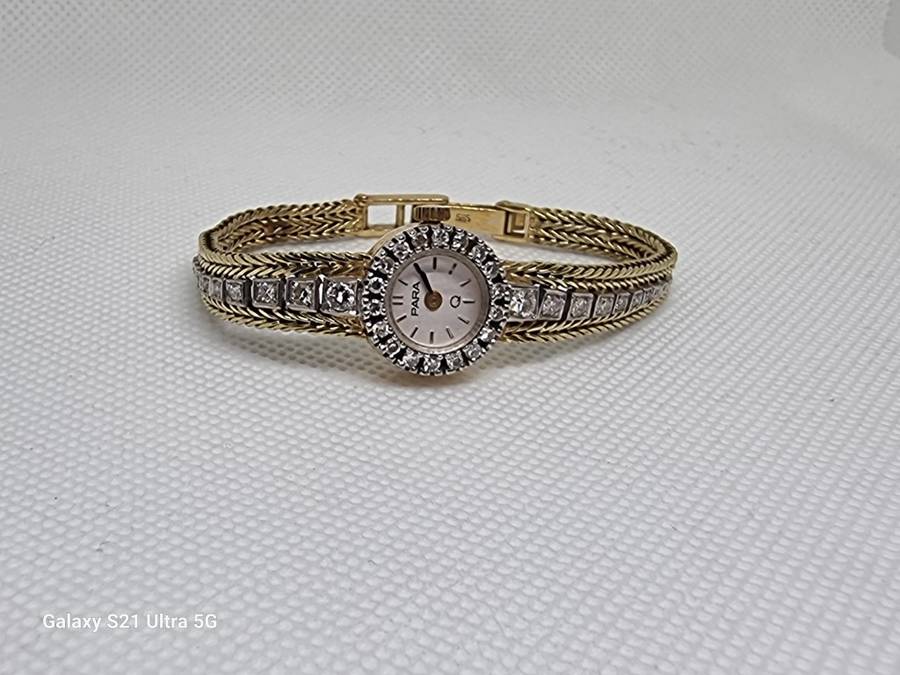 `ONE CARAT DIAMOND` Ladies Watch Set in `14CT YELLOW GOLD` .(Genuine Gold and Natural Diamonds)