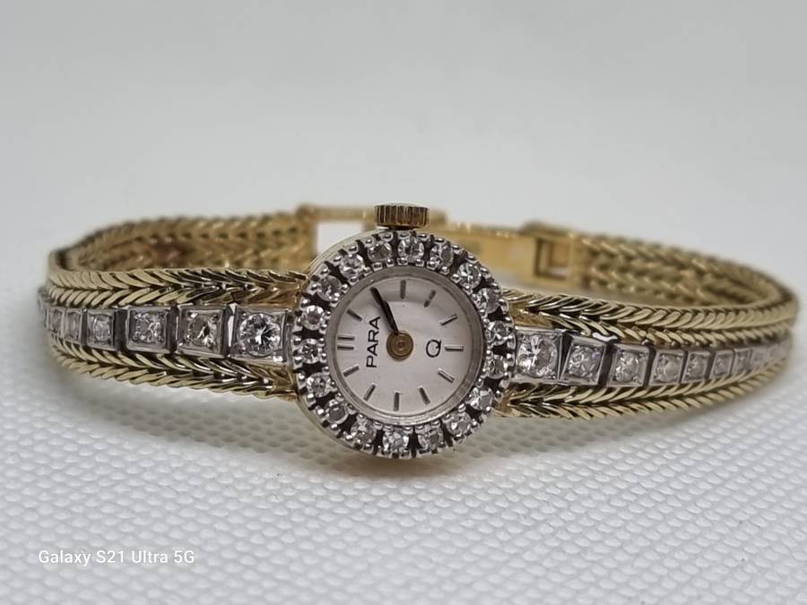 `ONE CARAT DIAMOND` Ladies Watch Set in `14CT YELLOW GOLD` .(Genuine Gold and Natural Diamonds)