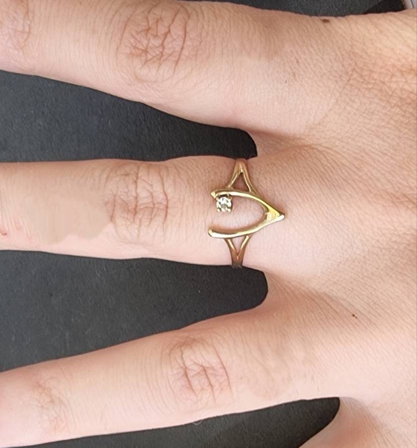 `DIAMOND WISHBONE` Ring. Set in Genuine 9CT Gold and 9( Genuine Gold)