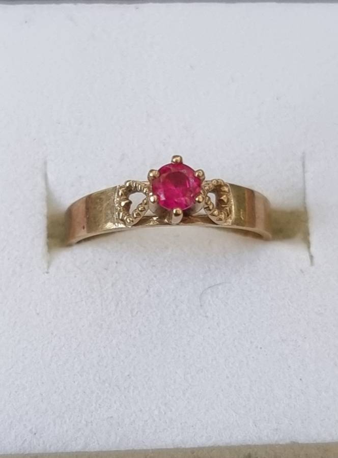 Natural Ruby Set in a Solitaire 9ct Gold Setting Love Ring