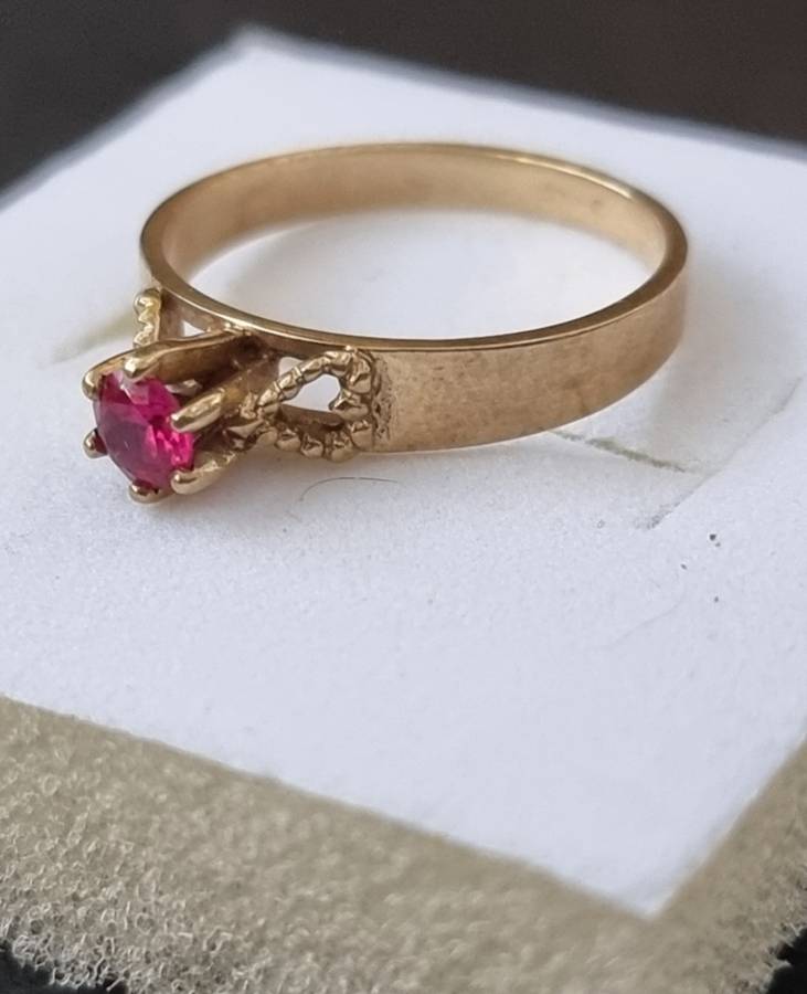 Natural Ruby Set in a Solitaire 9ct Gold Setting Love Ring