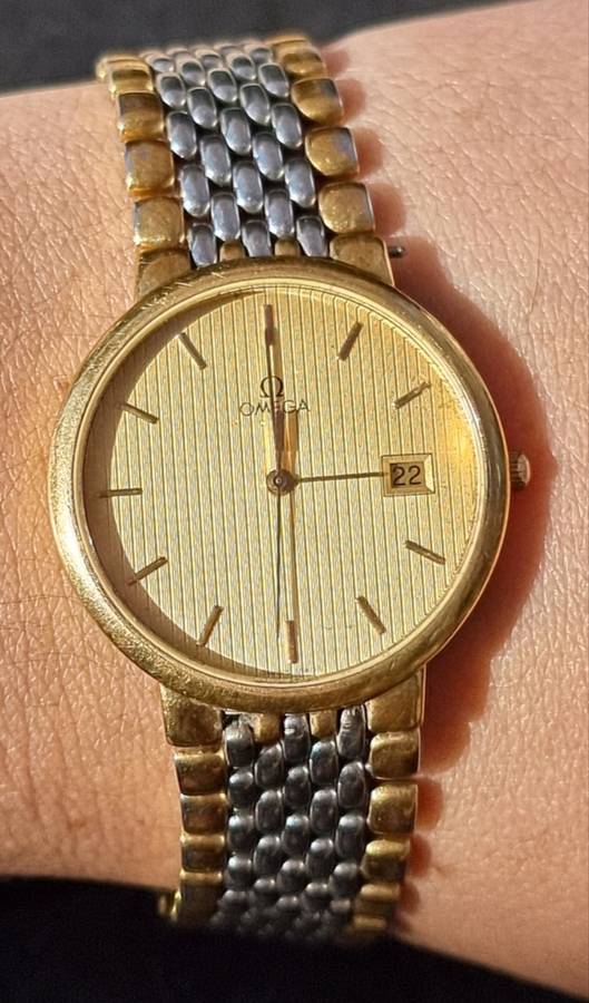 "PERFECT WORKING CONDITION"`OMEGA` De Ville Men`s  Gold Two Tone Watch. (Genuine)