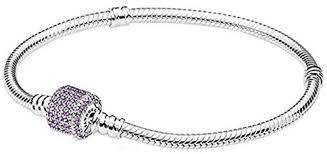 **PANDORA** Moments Silver Bracelet, Fancy Purple Signature Clasp