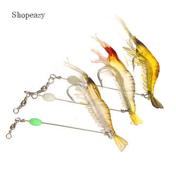 Silicone Fishing Simulation Noctilucent Soft Shrimp Lure Hook Bait (7cm)