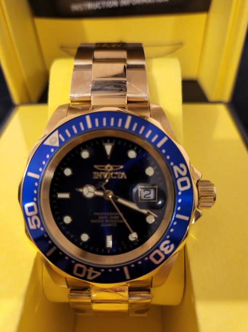 INVICTA PRO DIVER GOLD PLATED 40MM 200M WATER RESISTANT