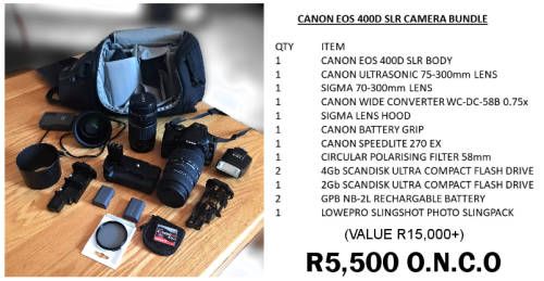 CANON EOS 400D SLR CAMERA BUNDLE