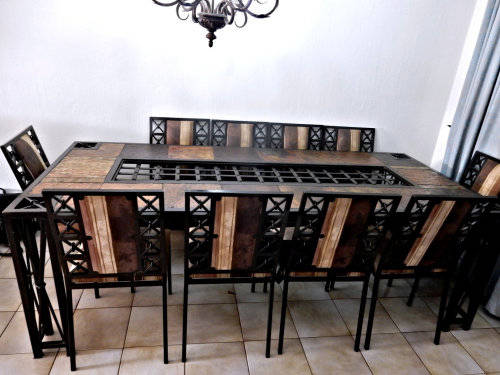 BARGAIN - Dining Room / Patio Suite - 10 seater Steel and Slate Top