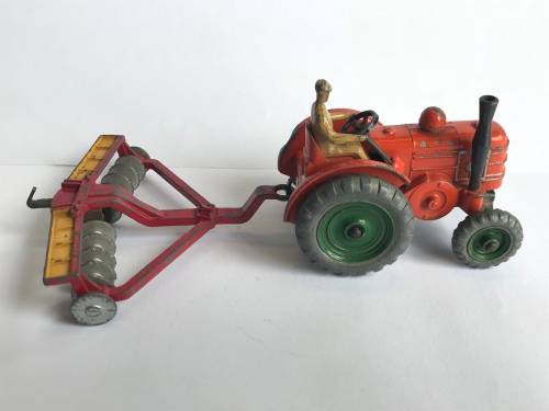 VINTAGE DINKY TOYS 301 FIELD MARSHALL TRACTOR with Dinky 322 Disc Harrow