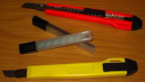 Utility Knives and Blades in Wooden Box