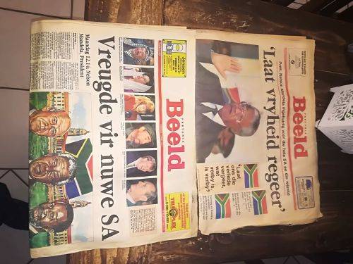 Own a piece of history - two Beeld newspapers reporting on the Mandela inauguration