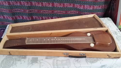 Weird vintage custom made guitar and case.