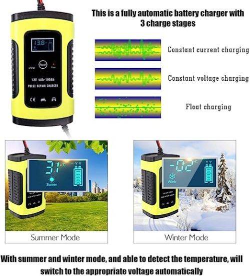 New - Intelligent Battery Charger 12V / 6A + Pulse Repair Mode (Late Entry)
