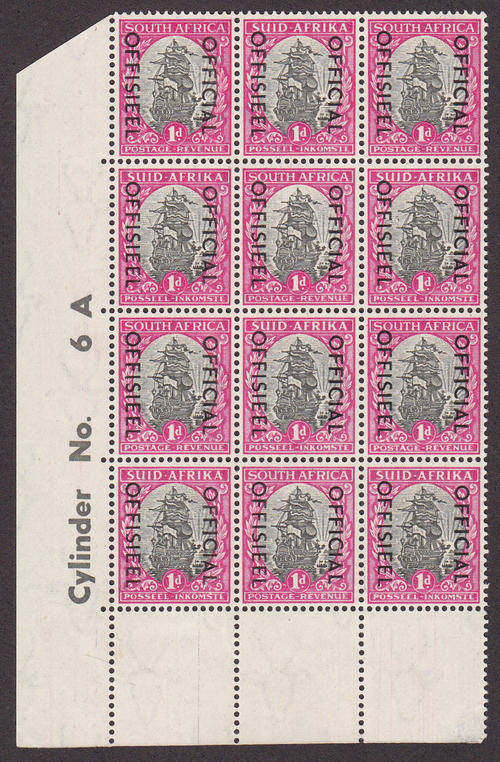 UNION : 1950-1954, 1d OFFICIAL OVERPRINT CYL BLOCK(**MINT)