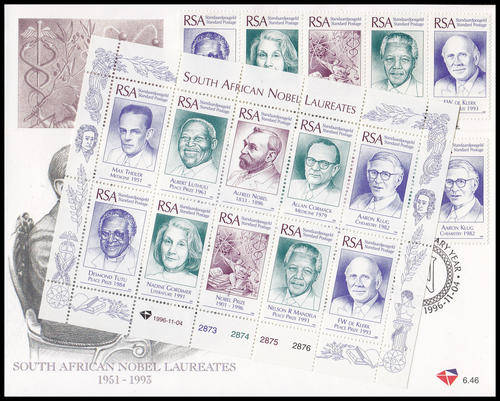 RSA : 1996, NOBEL LAUREATES (FDC SET + FULL SHEET **MINT)