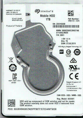 Seagate 1TB 1000GB Laptop Hard Drive
