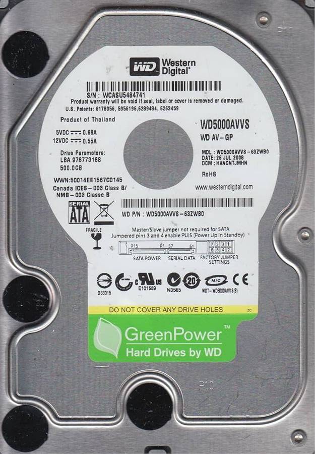 WD Western Digital 500gb desktop HDD