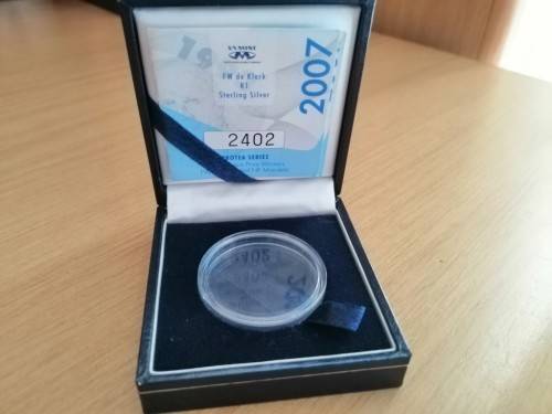 2007 Silver Proof Protea R1 - FW De Klerk