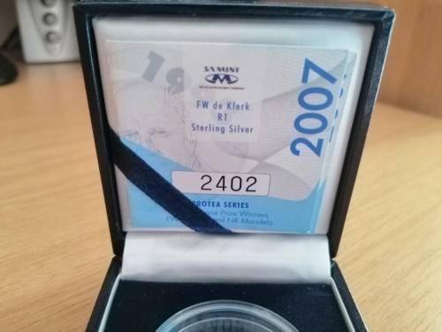 2007 Silver Proof Protea R1 - FW De Klerk