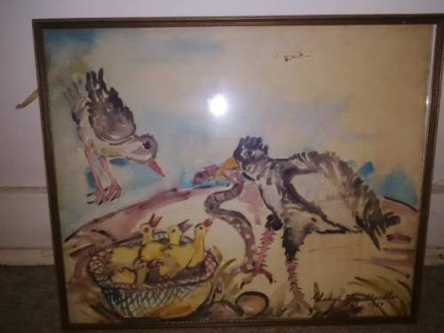 GREAT PIECE BY THE BEST ARTIST GLADYS MGUDLANDLU ~~ MIXED MEDIA WATERCOLOUR AND GUACH ON PAPER