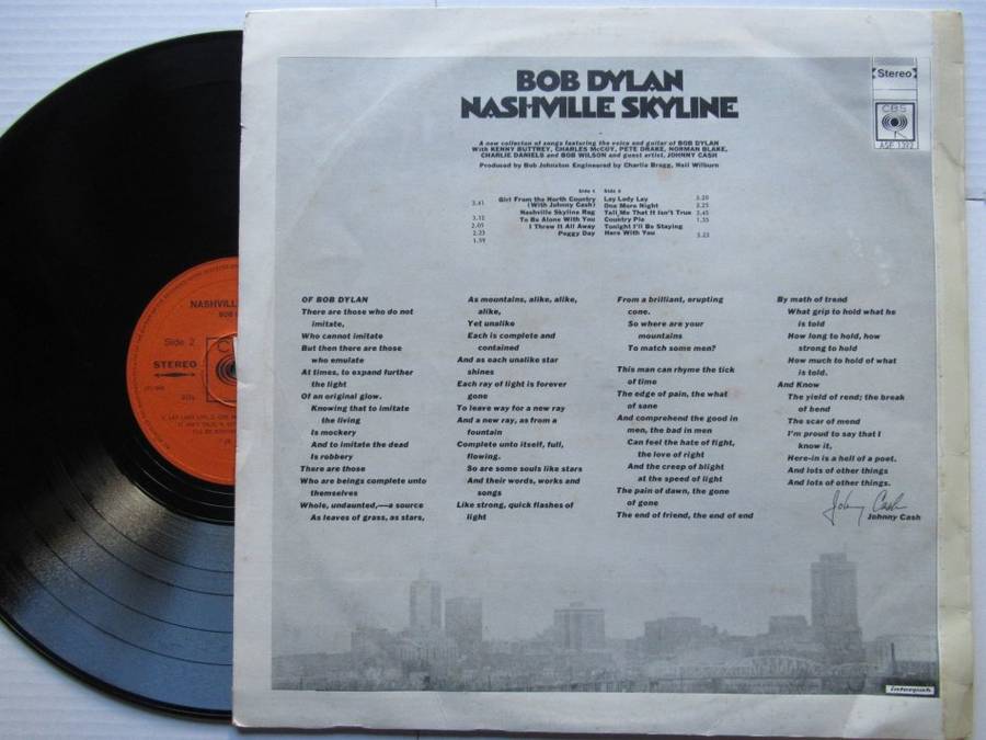 BOB DYLAN - NASHVILLE SKYLINE - RSA VG+ /VG